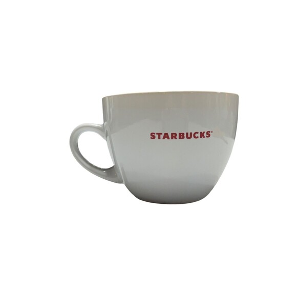 Starbucks 2008 18 oz Cup White w/ Red Lettering‎ Coffee Mug - Picture 2 of 6